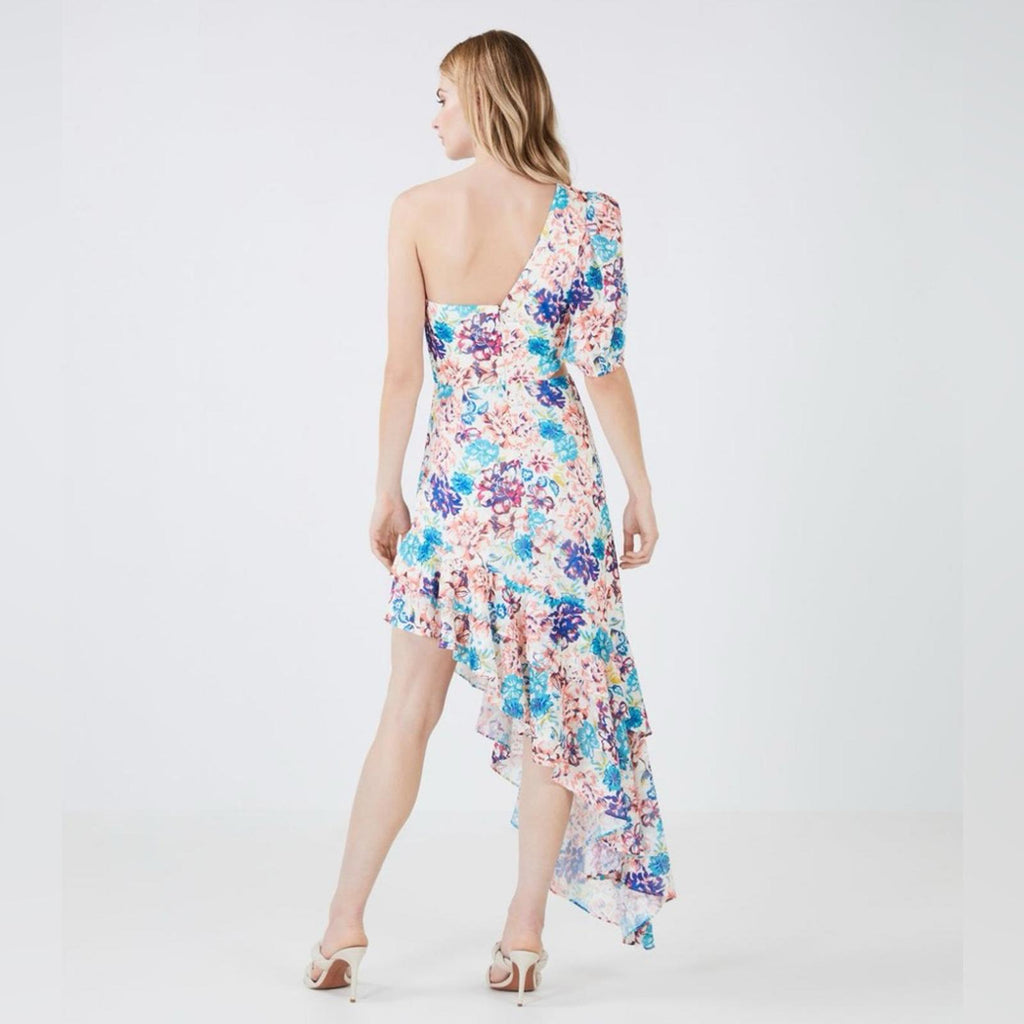 BCBGMaxazria One-Shoulder Floral Print Dress w/Asymmetric Hem Size 8 NWT $358