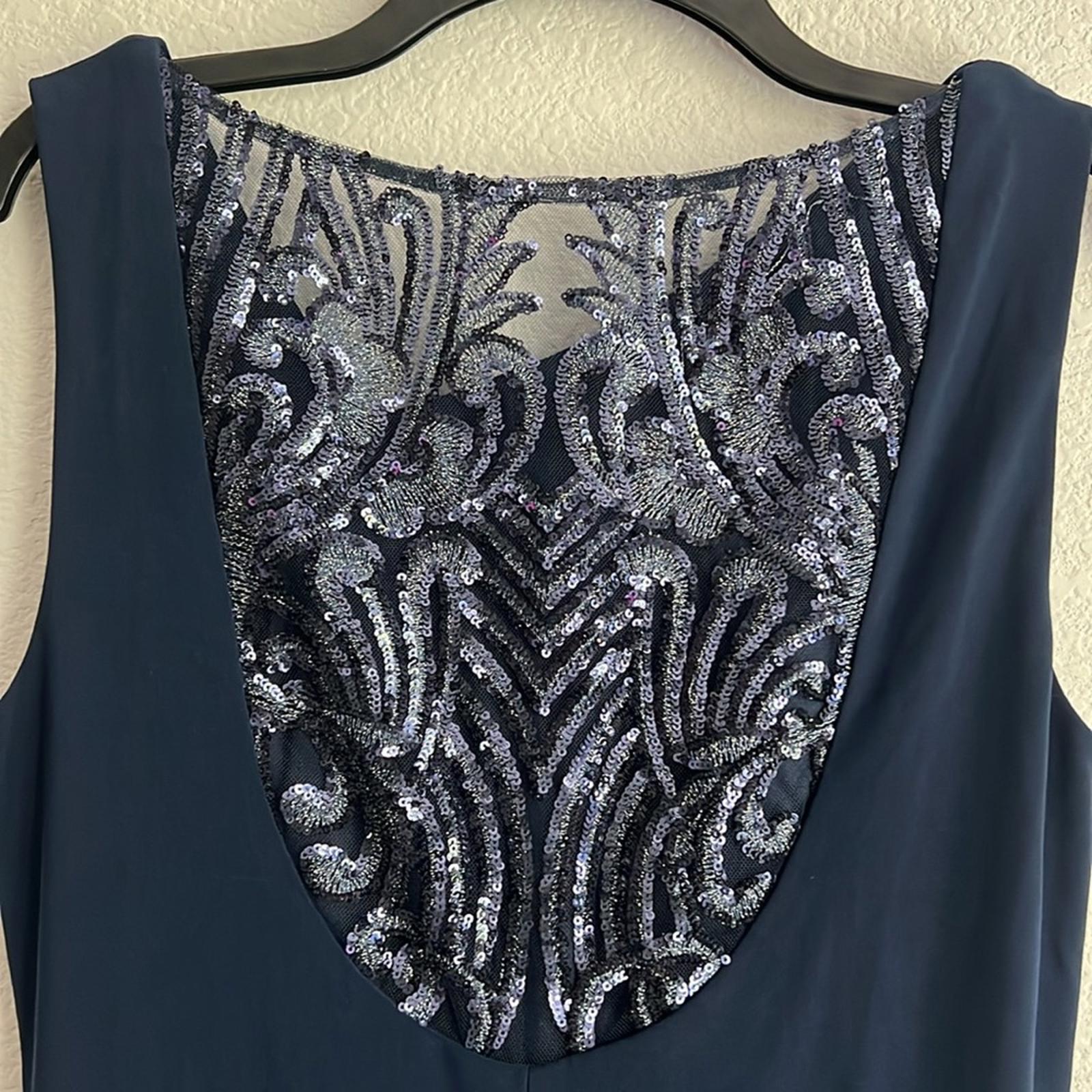 Adrianna Papell Sequin Jersey Dress in Midnight/Navy, NWT, Size 12