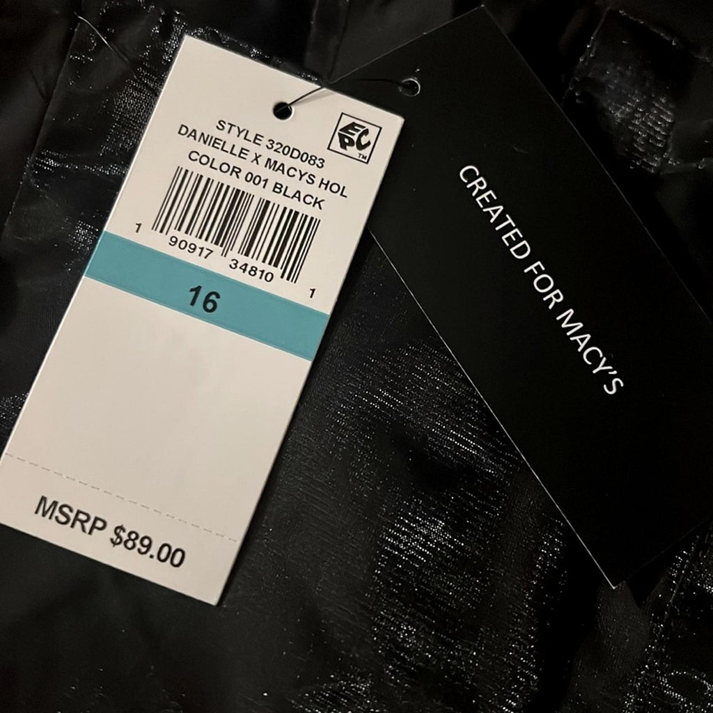 Danielle x Macy’s Fit & Flare Mini Dress w/Pockets in Black, Size 16 NWT $89