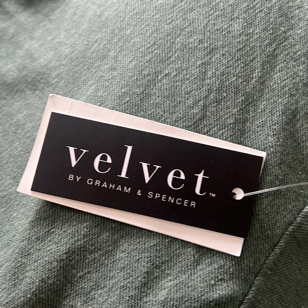 Velvet by Graham & Spencer Lionel Linen Blend Henley Shirt Green, NWT, Size XL
