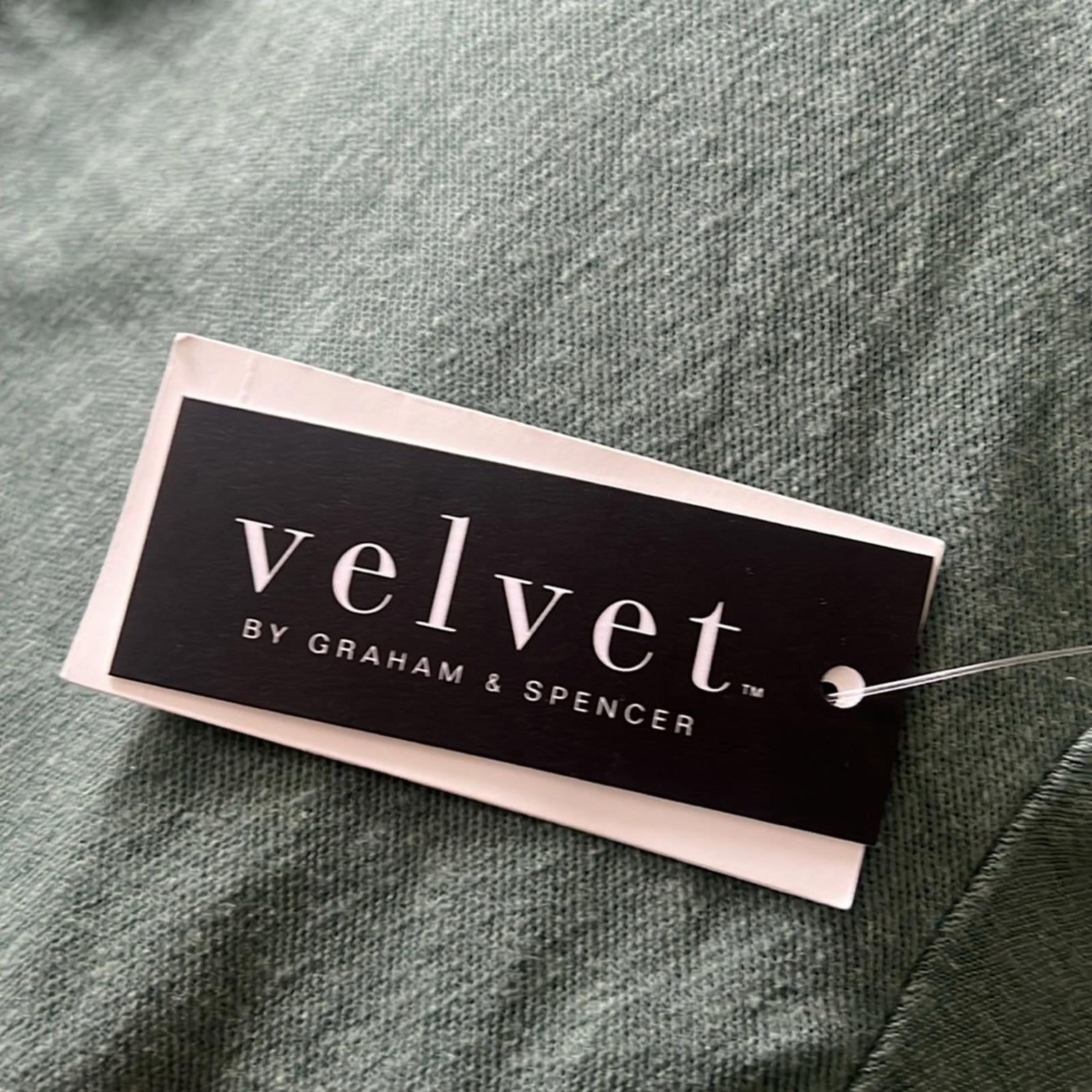 Velvet by Graham & Spencer Lionel Linen Blend Henley Shirt Green, NWT, Size XL
