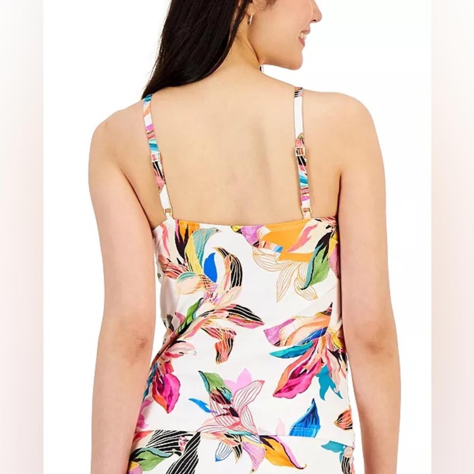 La Blanca Paradise Floral Keyhole Hi-Neck Tankini Top, NWT, Size 10