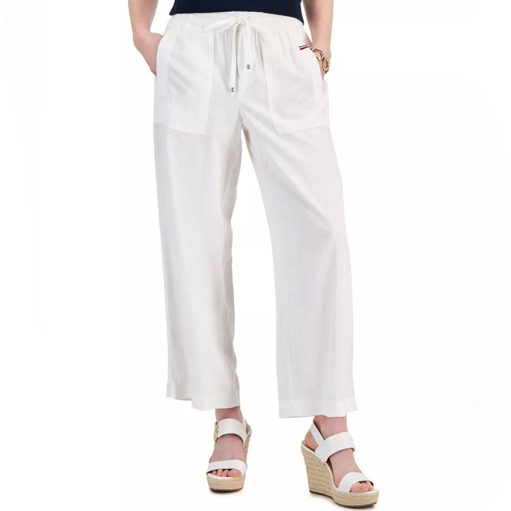 Tommy Hilfiger Linen-Blend Drawstring-Waist Straight-Leg Pants Size XL NWT $89.5