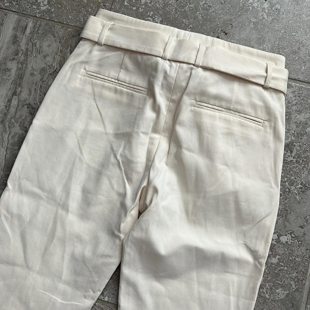 NWT ELEVENTY High-Waisted Ribbed Pants in Cream, Size EU40 | US2 New w/Tag $495