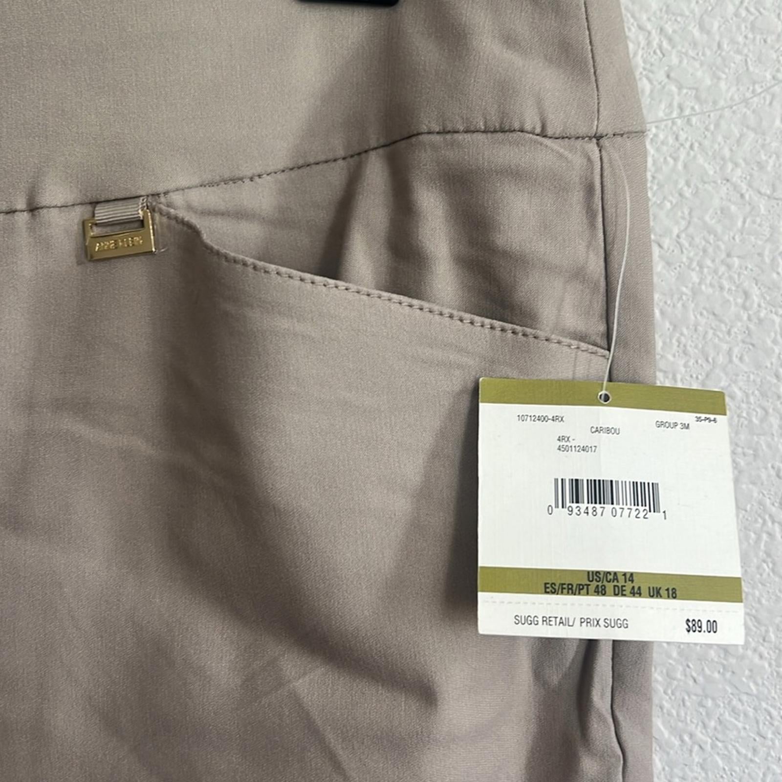Anne Klein Pull-On Beige Slim Ankle Pants, Size 14, New w/Tag