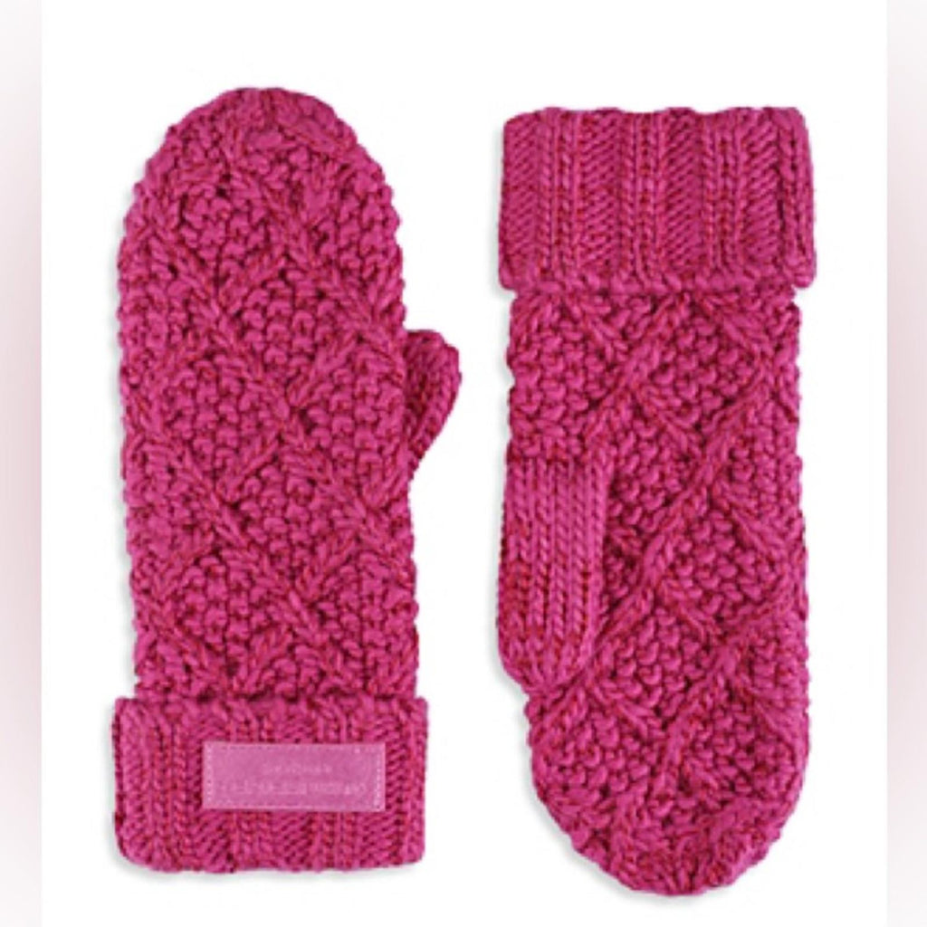 Kurt Geiger Metallic Cable Knit Mittens Pink , One Size, New with Tag