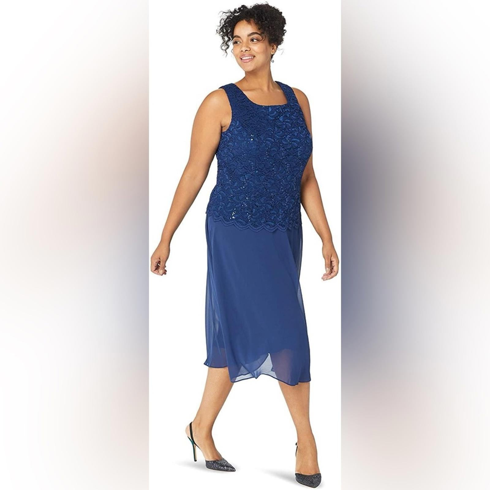 Alex Evenings Navy Chiffon Dress w/Sequin Embellished Overlay Size 20W New w/Tag