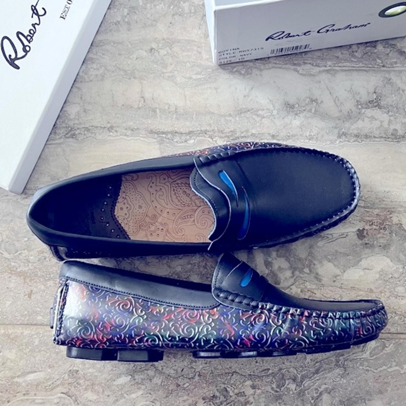 Robert Graham Loafers Bovina Slip-On Driver Shoes, Navy Men’s Size 10 New in Box