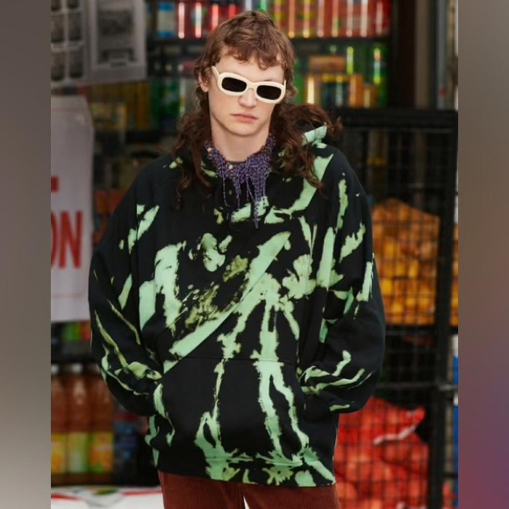Études Tie Dye Layered Look Hoodie in Green/Black Size XS New w/Tag Retail $280