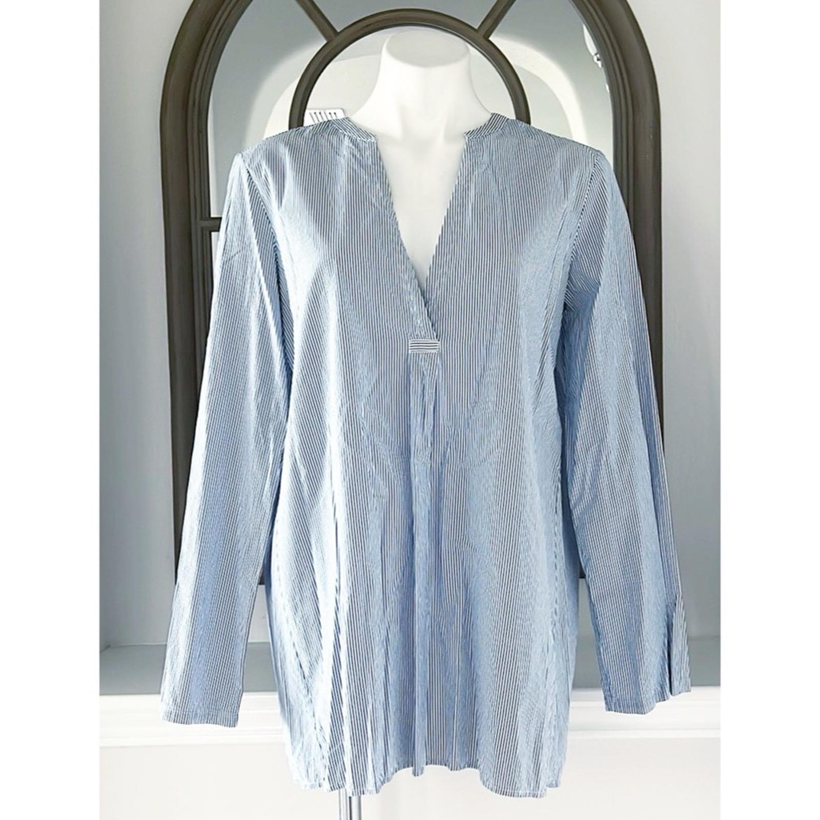 Theory Ofeliah Taff Striped Top, Blue/White Size L Retail