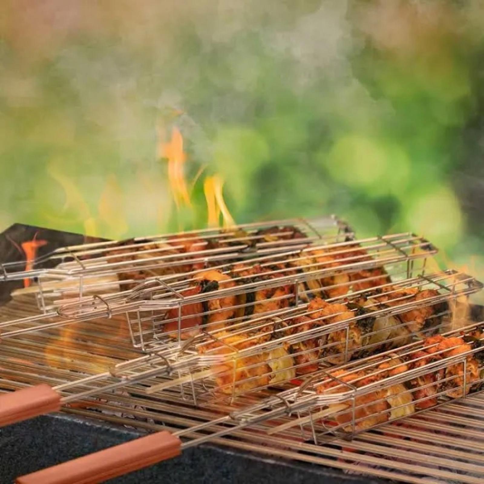 Hammer+Axe 4-Piece Kebab Basket, Non-Stick For Outdoor Grilling NWT