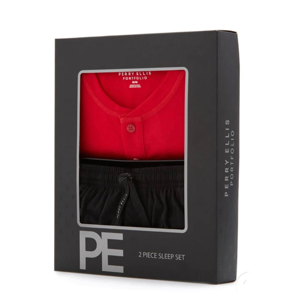 Perry Ellis Portfolio 2-Piece Sleep Set in Red & Black, Size XL NEW in Box