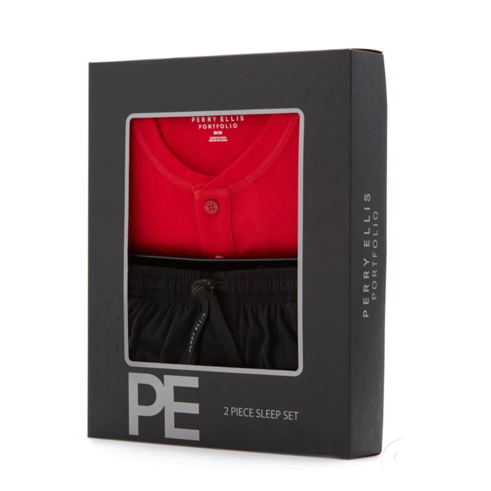 Perry Ellis Portfolio 2-Piece Sleep Set in Red & Black, Size XL NEW in Box