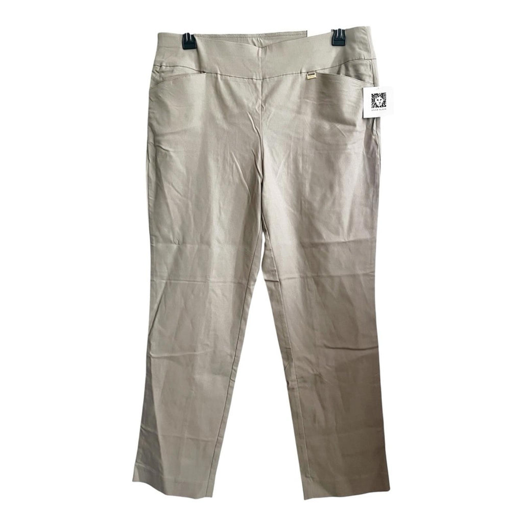 Anne Klein Pull-On Beige Slim Ankle Pants, Size 14, New w/Tag