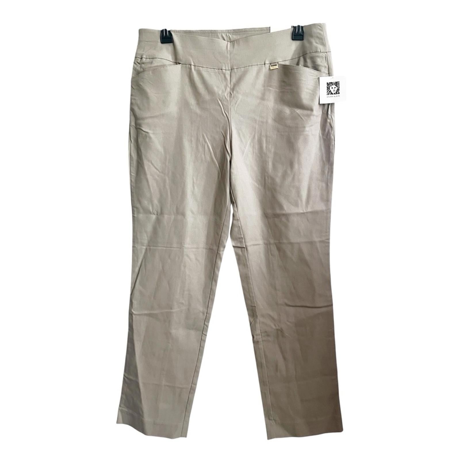 Anne Klein Pull-On Beige Slim Ankle Pants, Size 14, New w/Tag