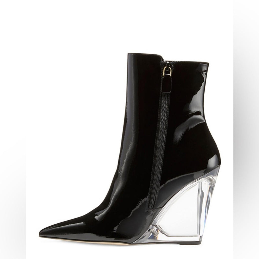 Stuart Weitzman Lucite 100 Wedge Heel Boots in Black Size 7.5 New w/o Box $750