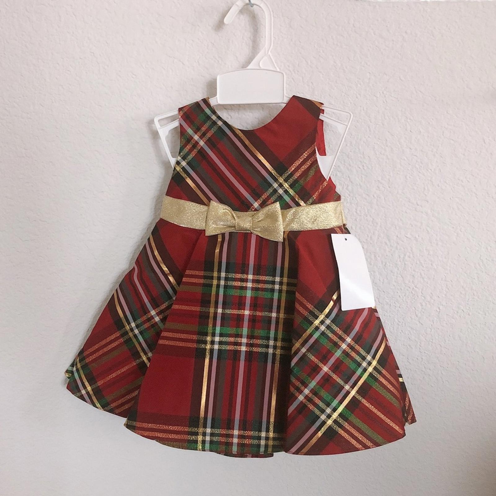 Rare Editions 3-Piece Plaid Taffeta Fit & Flare Dress+Cardigan w/Panty Size 18 M