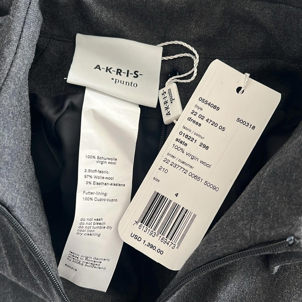 AKRIS PUNTO Fit-and-Flare D-Ring Belted Wool Dress, Size 4 New $1,390 (SOLD OUT)