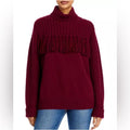 Jason Wu Fringe Turtleneck Sweater in Wine Red, NWT, Size XS