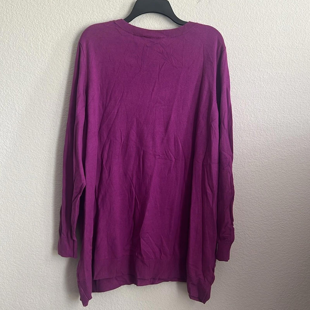 Lane Bryant Sequin Star Graphic Sweater in Fuchsia, Size 26/28 New w/Tag