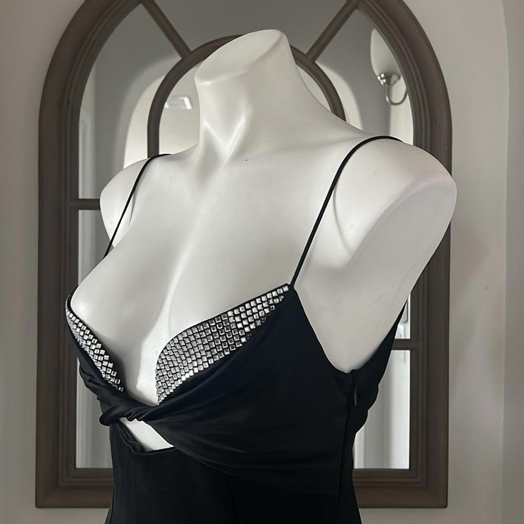 Galvan London Crystal Bustier Dress in Black, Size US2 FR34 UK6 NWT Retail $1895