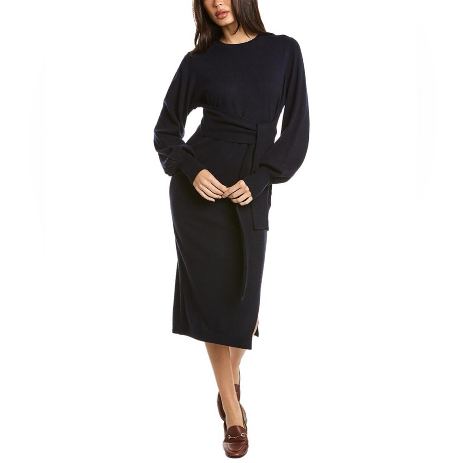 Ted Baker Essya Cashmere-Blend Midi Sweaterdress in Navy, Size Ted 6 EXCELLENT