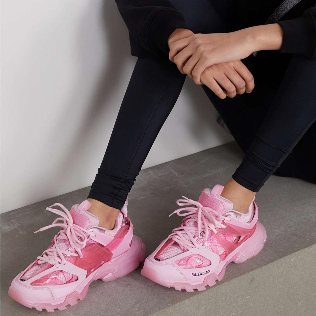 Balenciaga Track Clearsole Logo-Detailed Sneakers in Pink, Size 37 New +Dust Bag