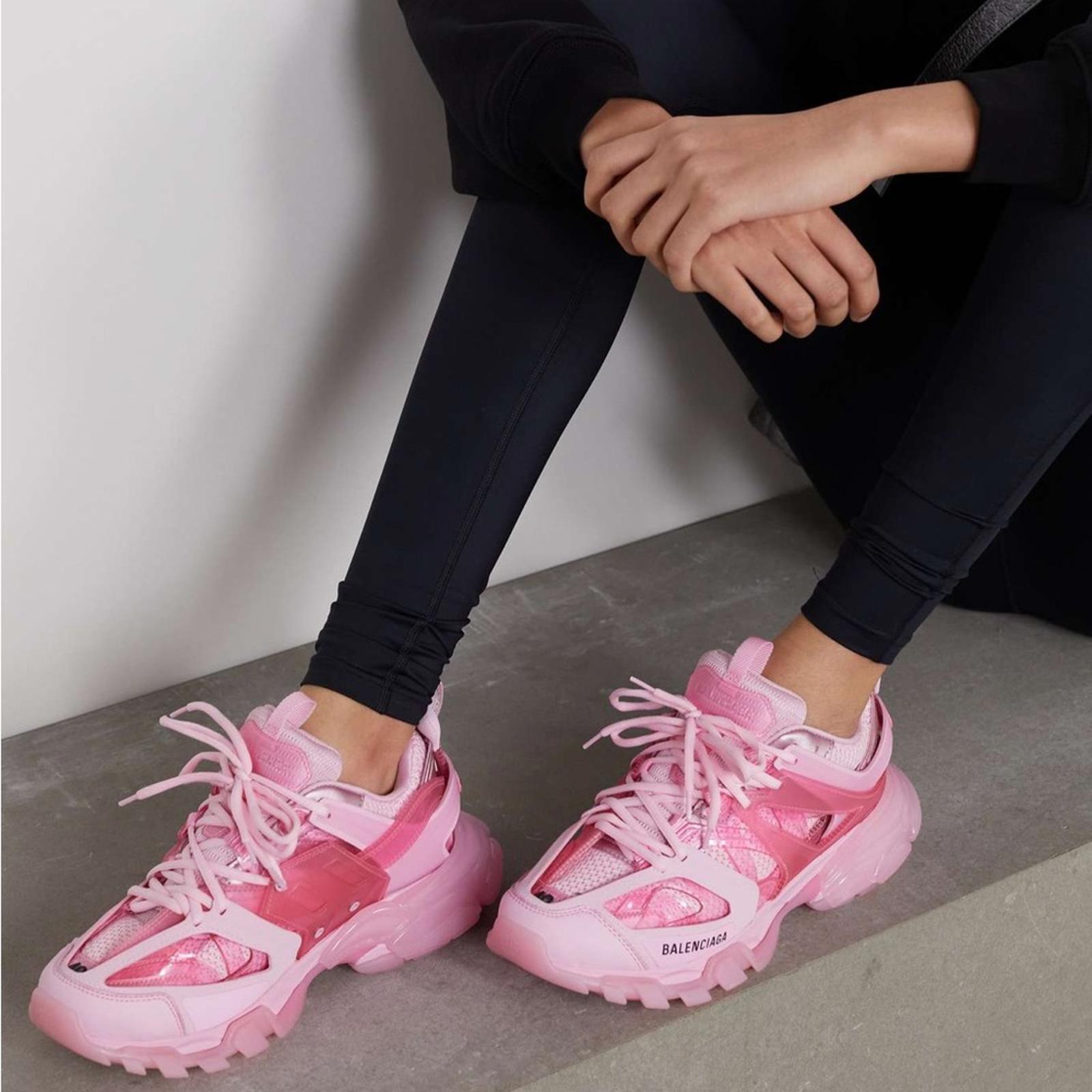 Balenciaga Track Clearsole Logo-Detailed Sneakers in Pink, Size 37 New +Dust Bag