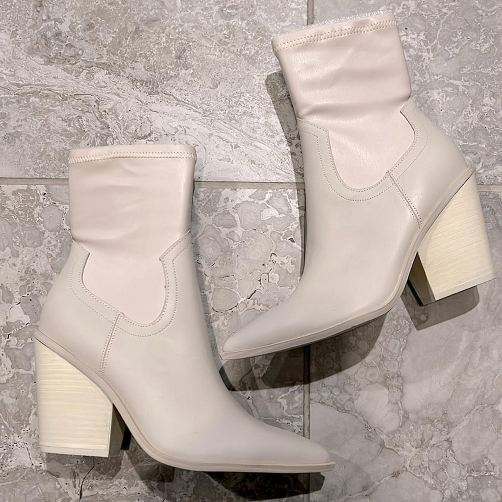 Steve Madden Thorn Western Boots Bone Stretch, Size 9 New in Box, Retail $140