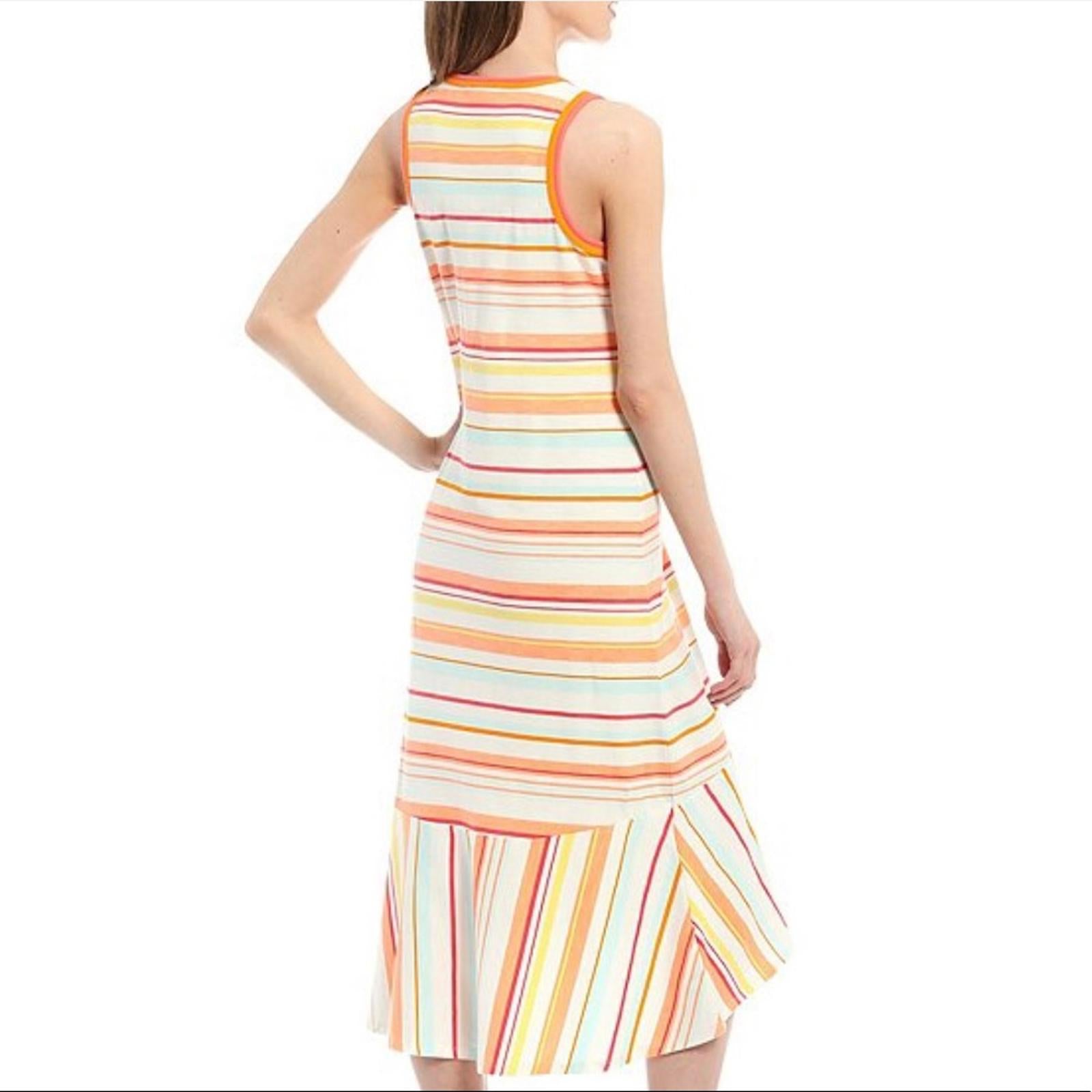 Ella Moss Sylvia Knit Stripe Hi-Low Midi Dress, Size L, New w/Tag