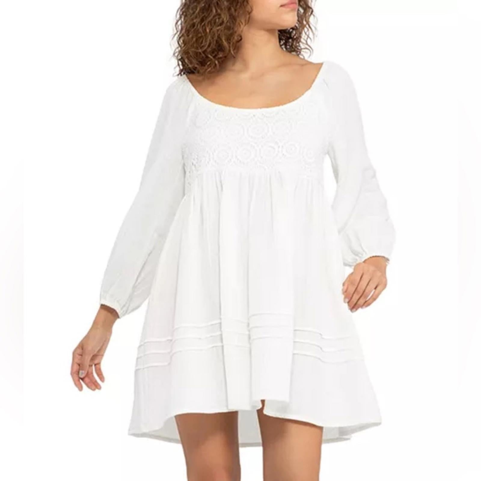 Sanctuary Summer Swing Dress in Gauze w/Crochet, White Size S NEW w/Tag
