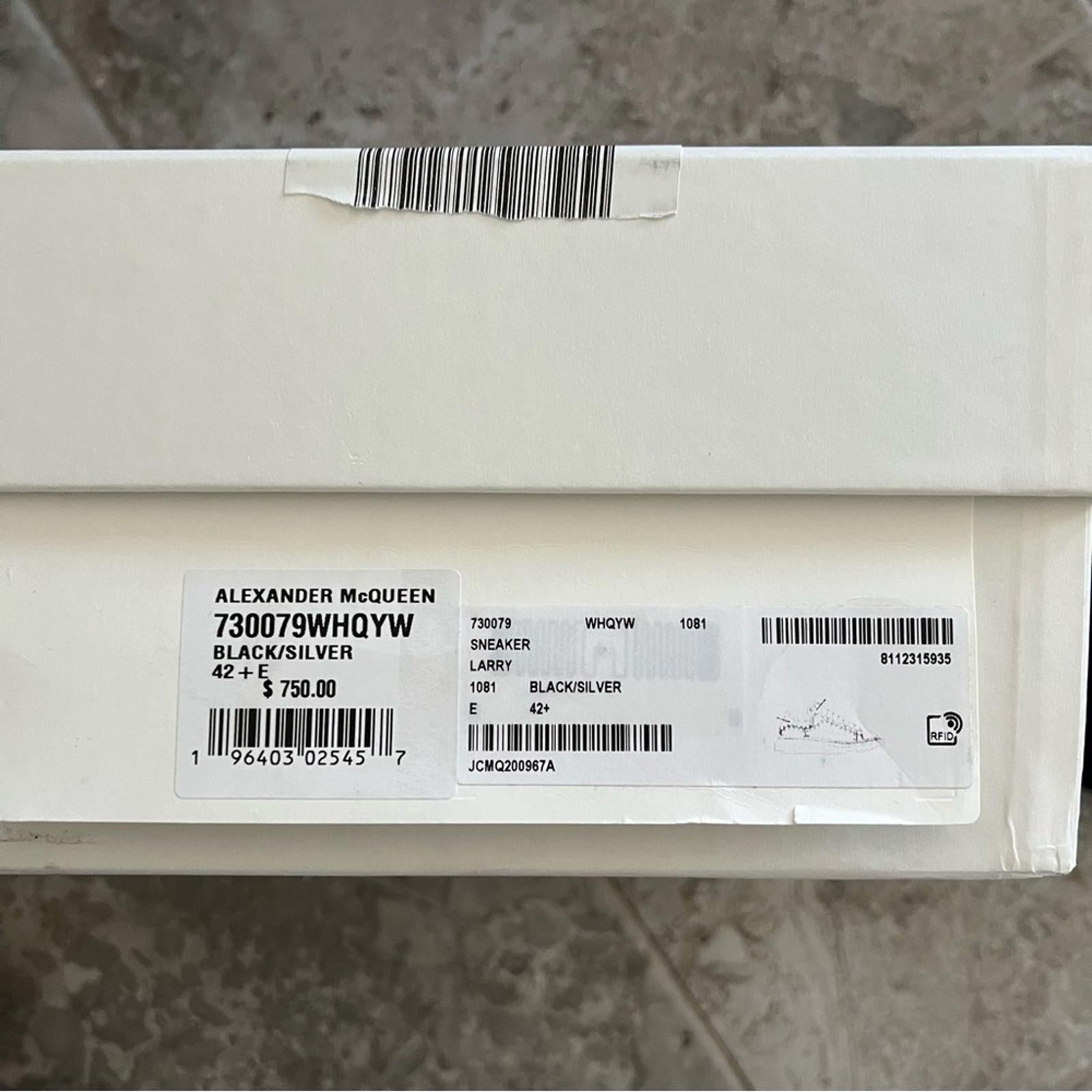 Alexander McQueen Oversized Eyelet Detail Sneakers in Black, Size 42 NEW in Box
