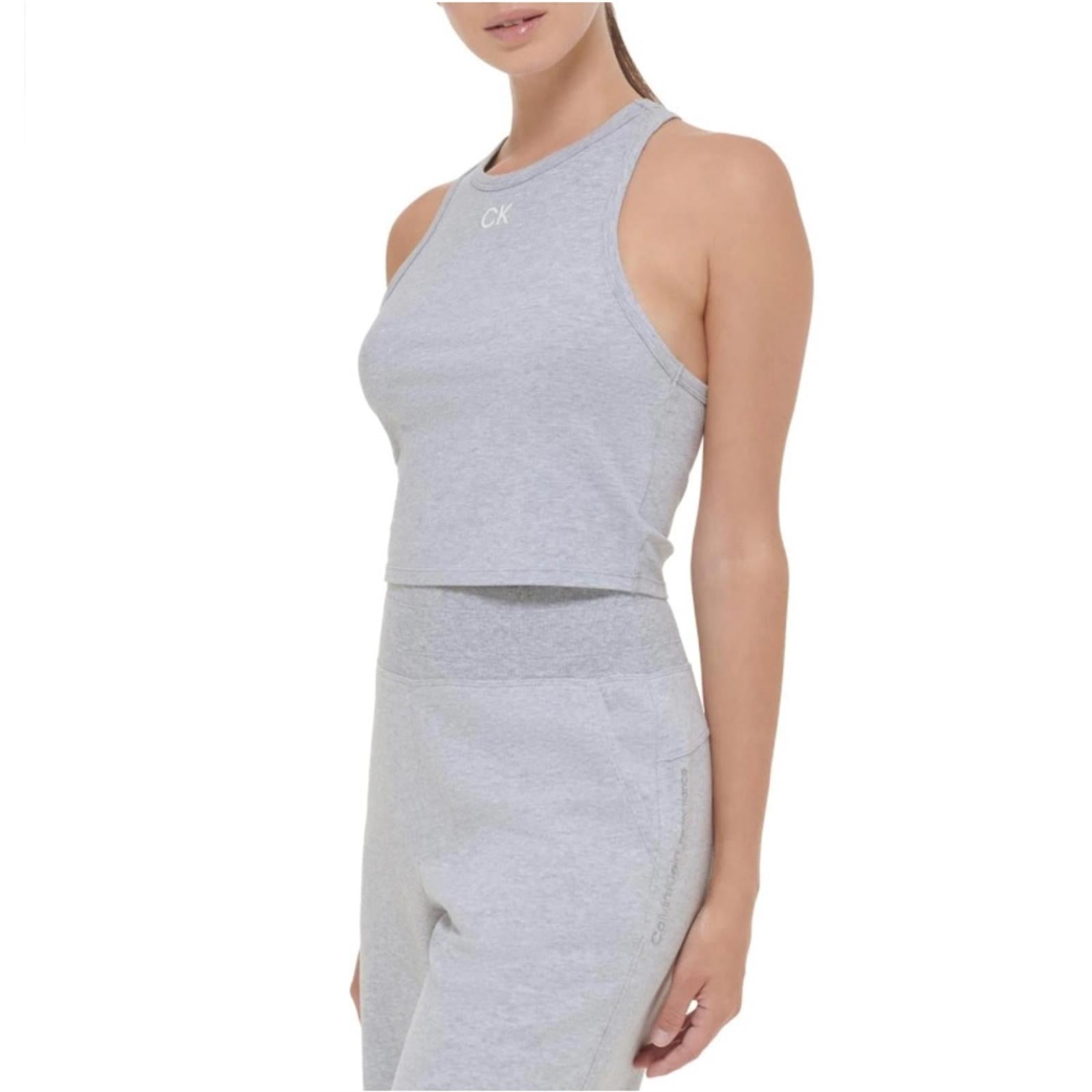 Calvin Klein Perf. Wide Leg Ribbed High Waist Pants Grey Heather Size XXL $59.50