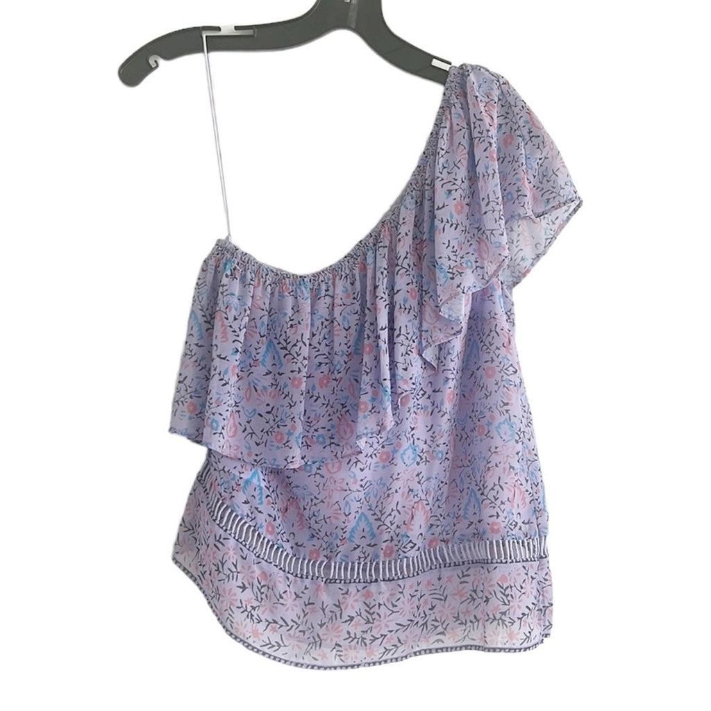 SAYLOR Janice One-Shoulder Ruffle Floral Top, Purple Size XS EXCELLENT! $219