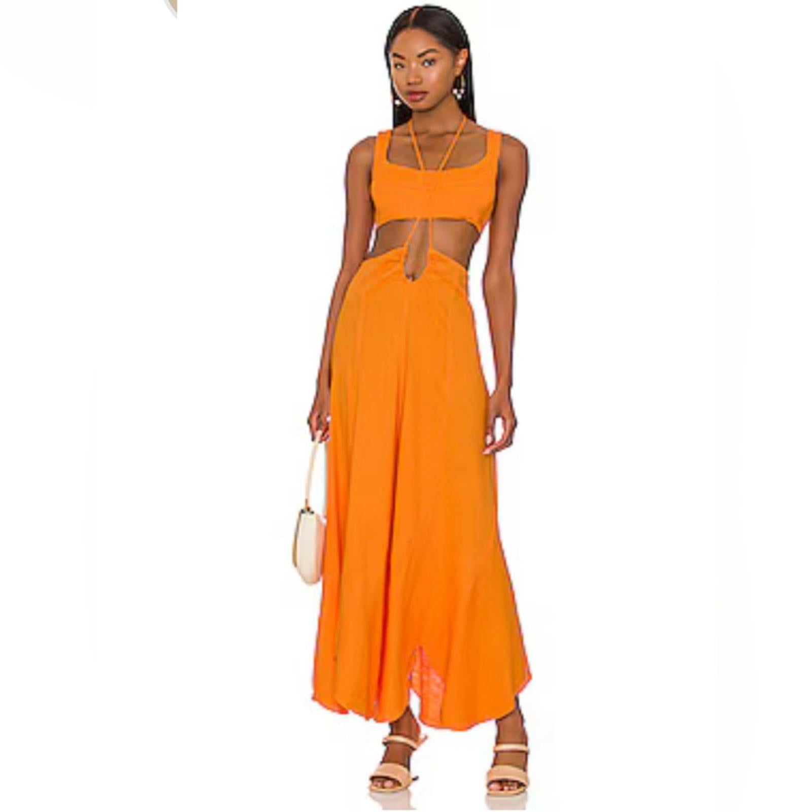 NEW Cult Gaia Eileen Waist Cutout Dress, Revolve Apricot, Size L New w/Tag