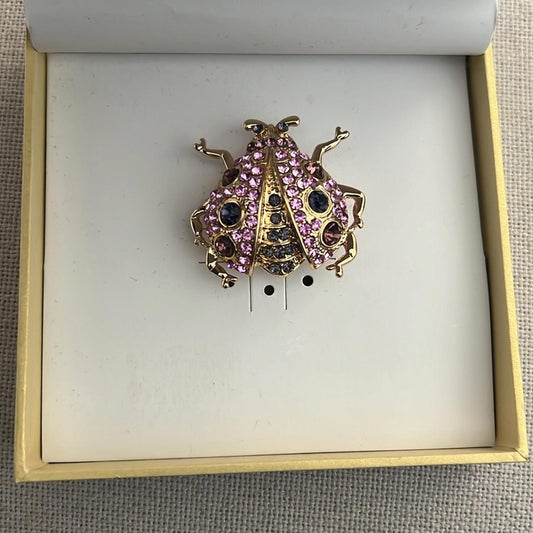 Charter Club Gold-Tone Crystal Bug Pin/Brooch in Gold/Purple New in Box
