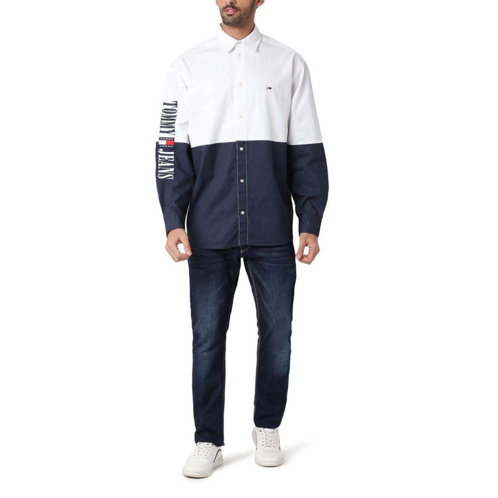 Tommy Hilfiger Adaptive Archive Color-Blocked Relaxed Shirt, White Size S NWT