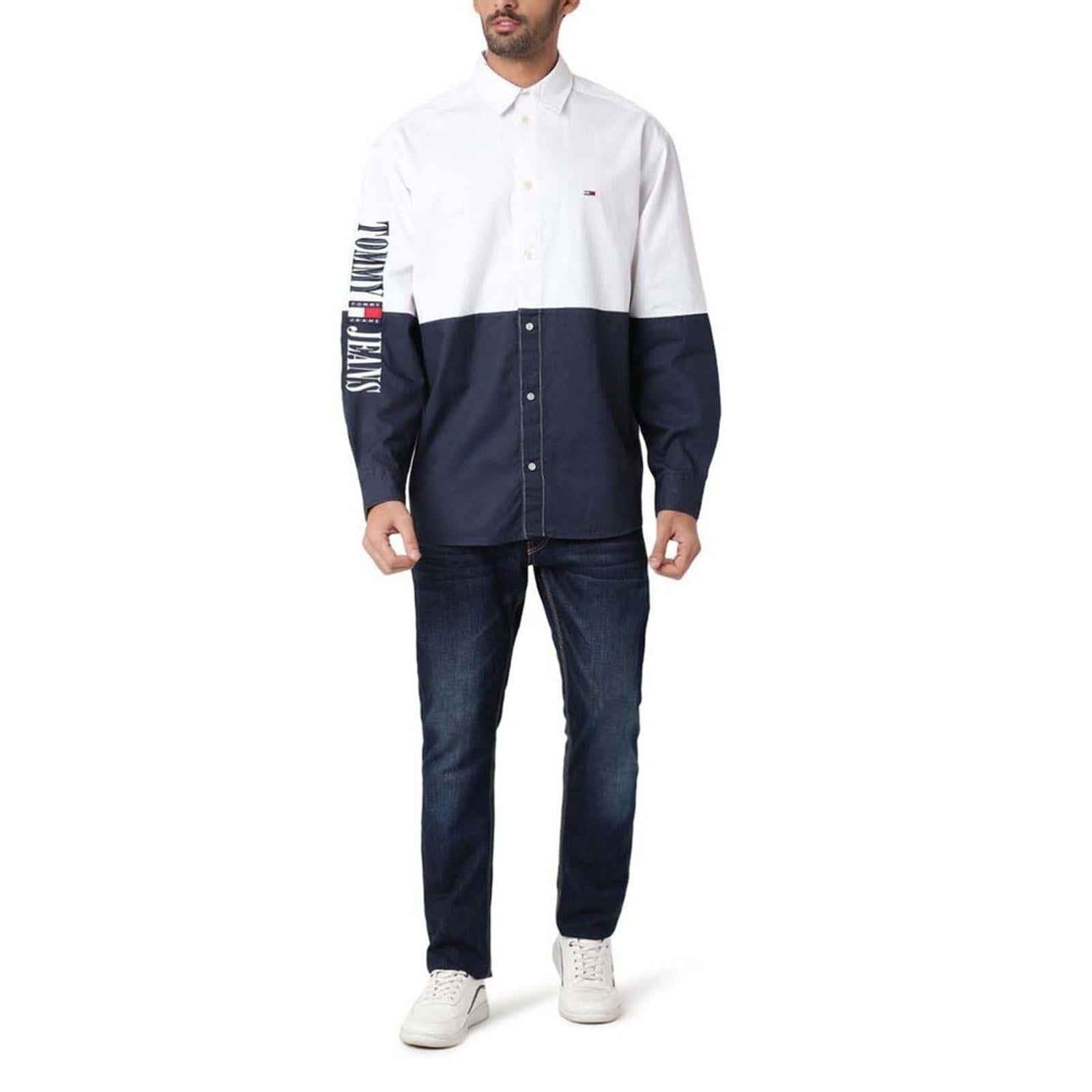 Tommy Hilfiger Adaptive Archive Color-Blocked Relaxed Shirt, White Size S NWT