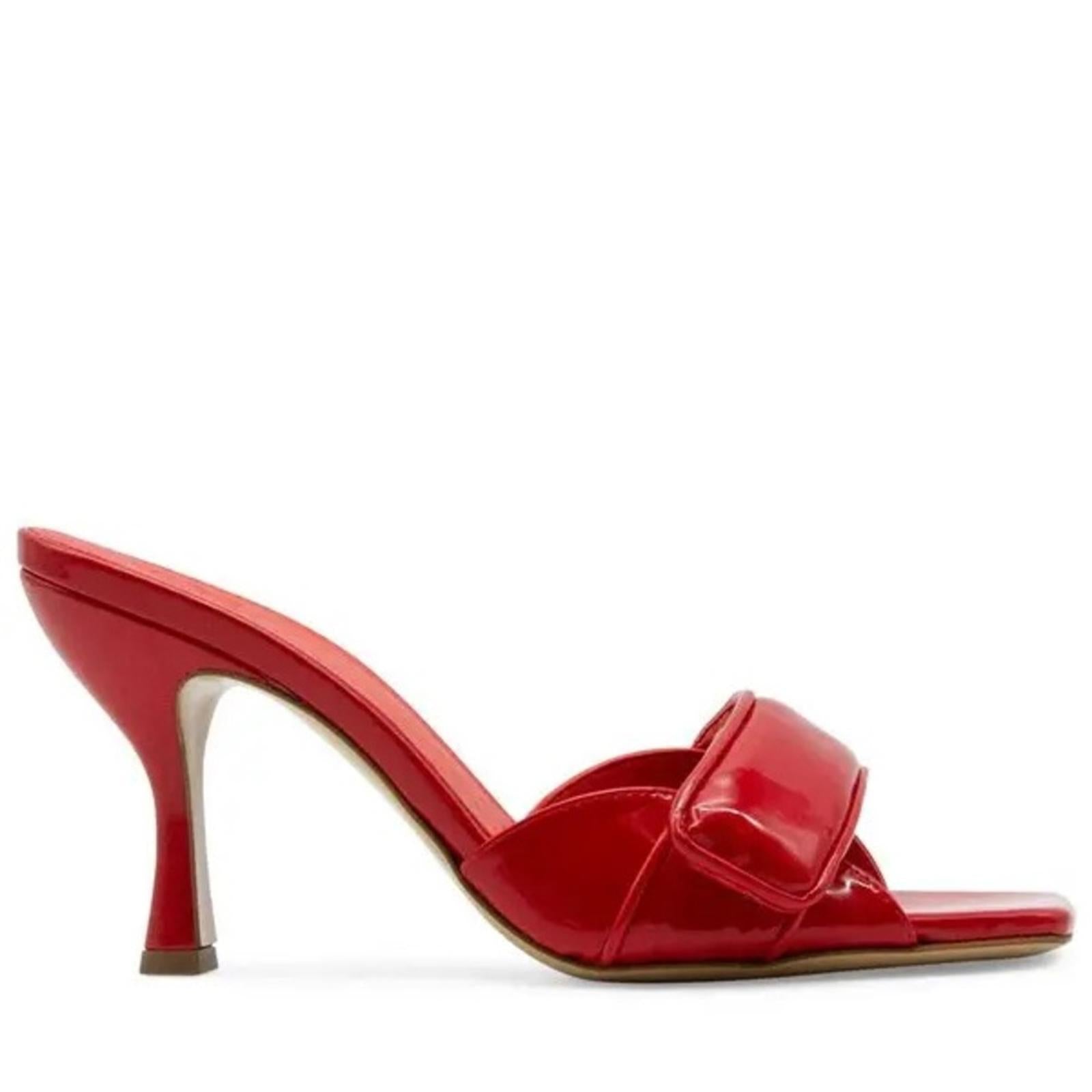 Gia Borghini Alodie Patent Leather Mules/Sandals in Red Size 41 NEW +DustBag