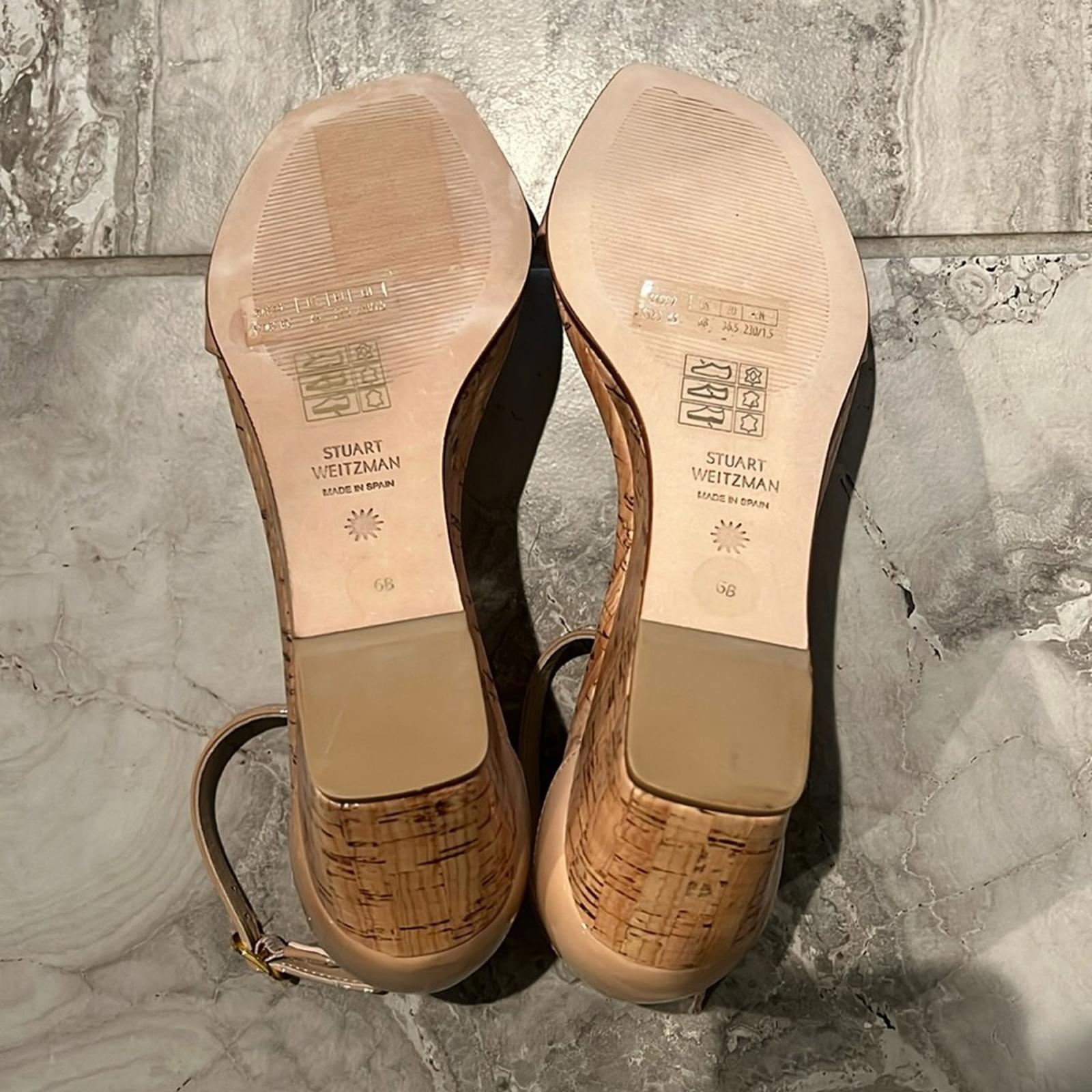 Stuart Weitzman Nudistcurve 50 Ankle Strap Wedge Sandals, Size 37/6 NEW +DustBag
