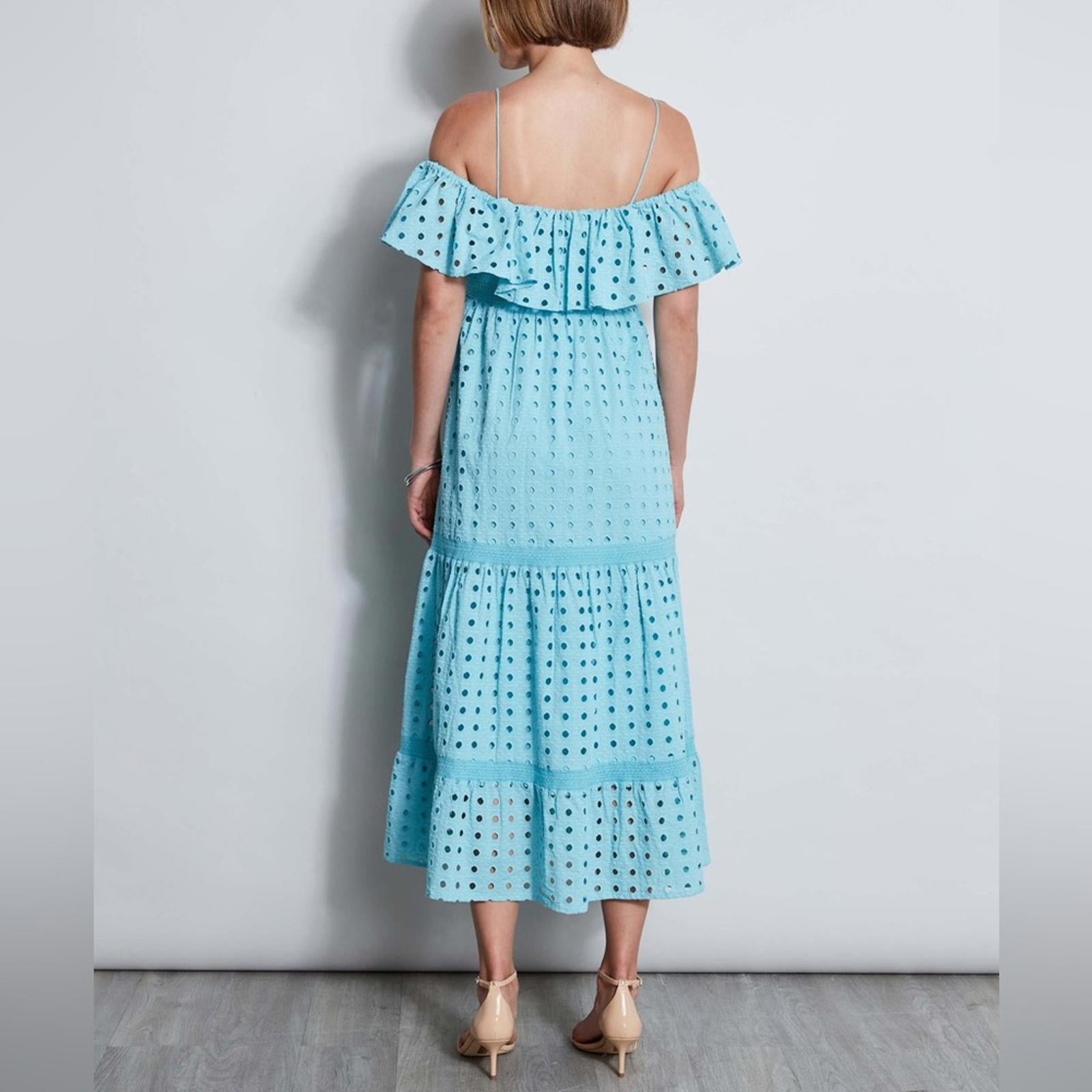 T-Tahari Eyelet Maxi Dress in Blue Haze, Size XS, NEW