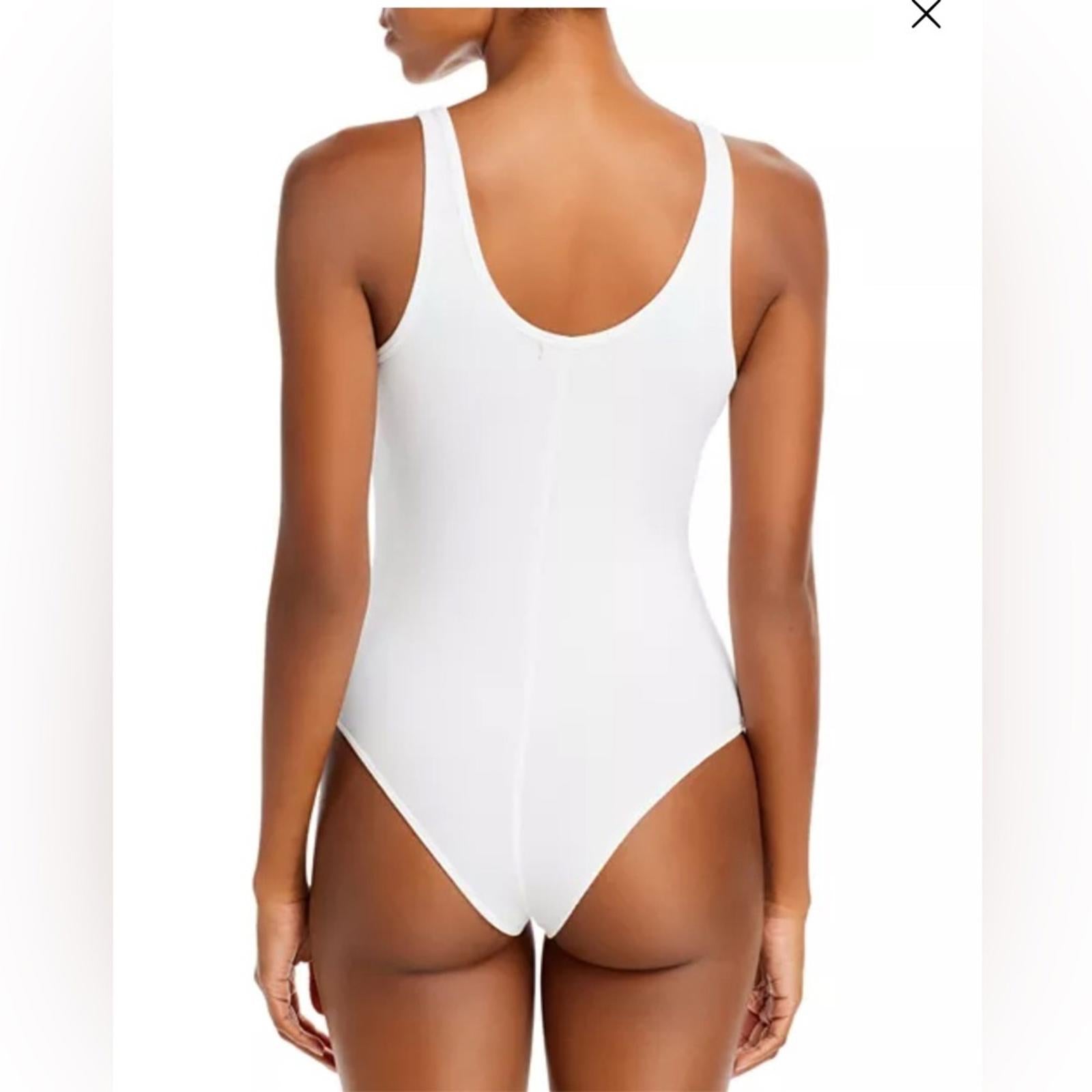 ATM White V-Neck Tank Bodysuit in White, Size L NEW w/Tag $175