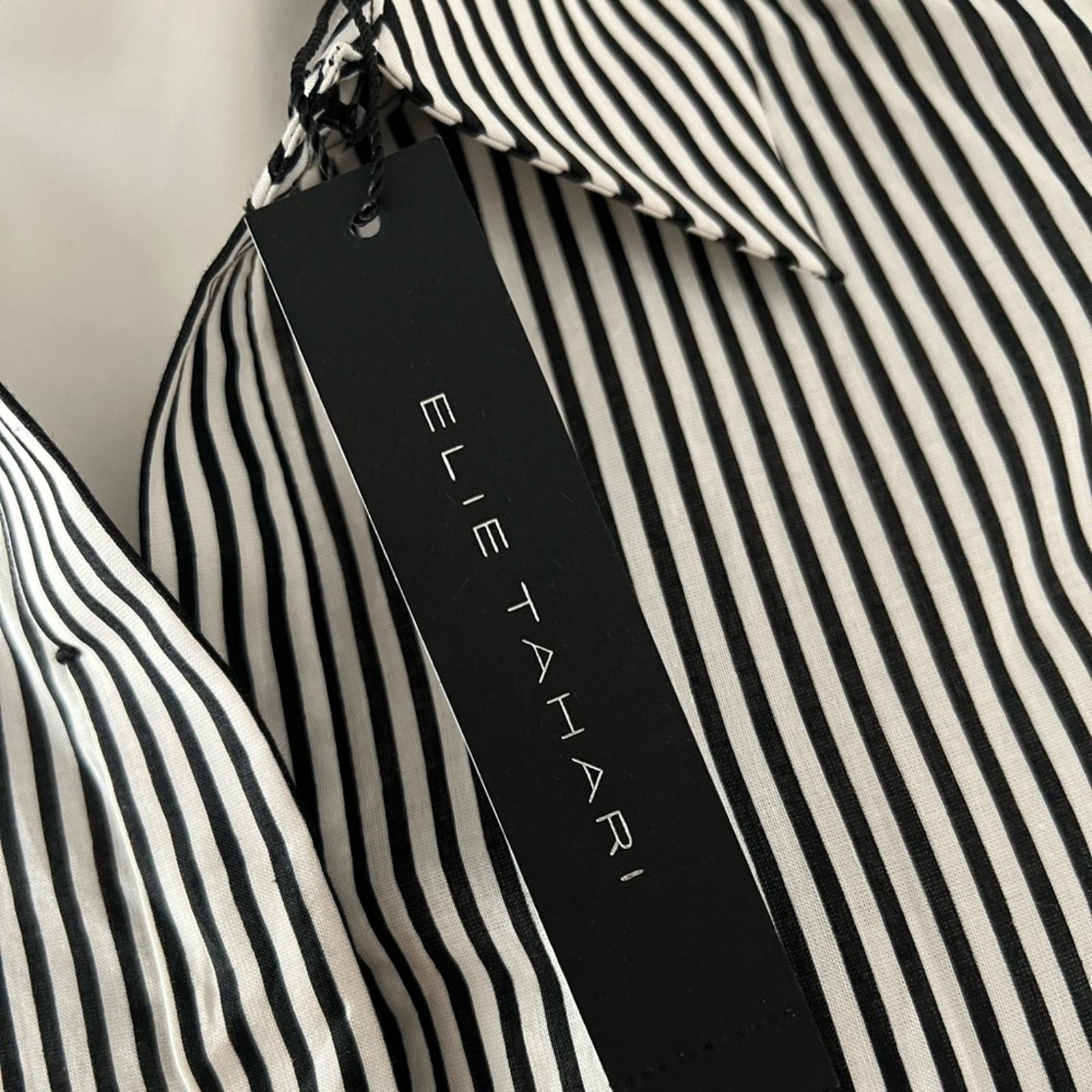 Ellie Tahari Clark Shirt Striped Lace Trim in Black & White New w/Tag $298