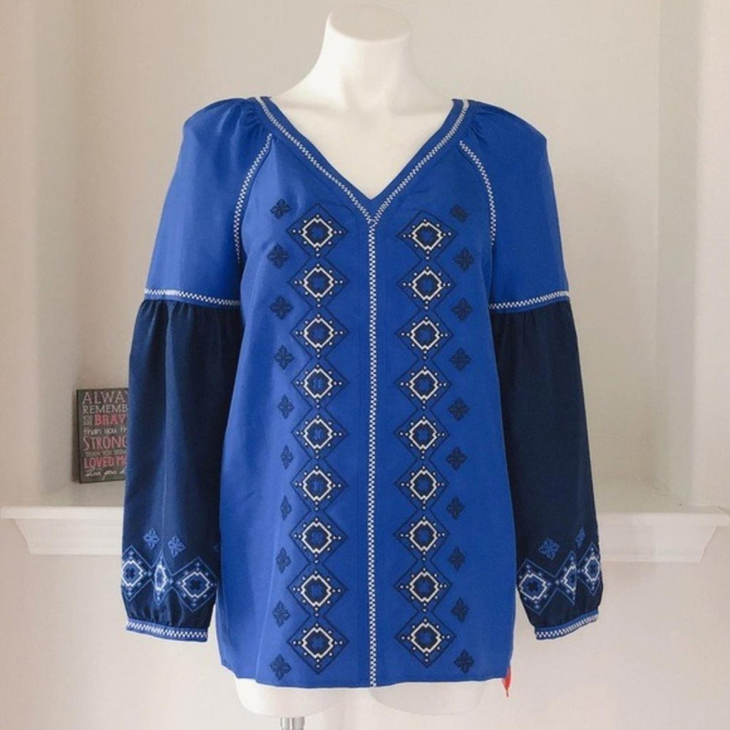 NWT Tory Burch Katya Tunic 100% Silk, in Jewel Blue Size 4 / Small Retail $350