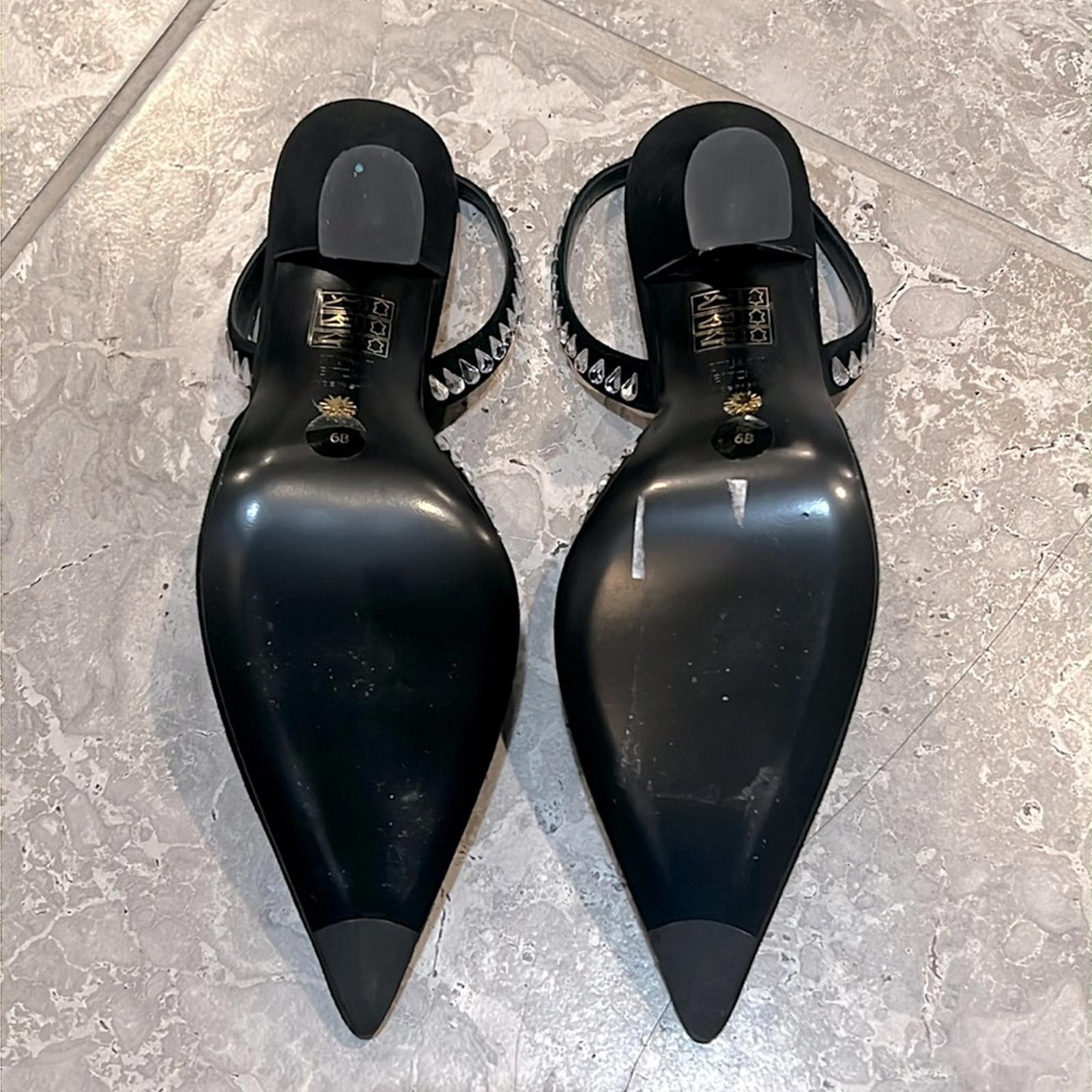 Stuart Weitzman Gemcut Xcurve Slingback Pumps in Black Suede, Size 6 NEW $650
