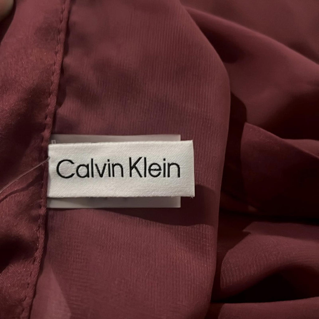 NWT Calvin Klein Satin Trim Evening Wrap, Burgundy