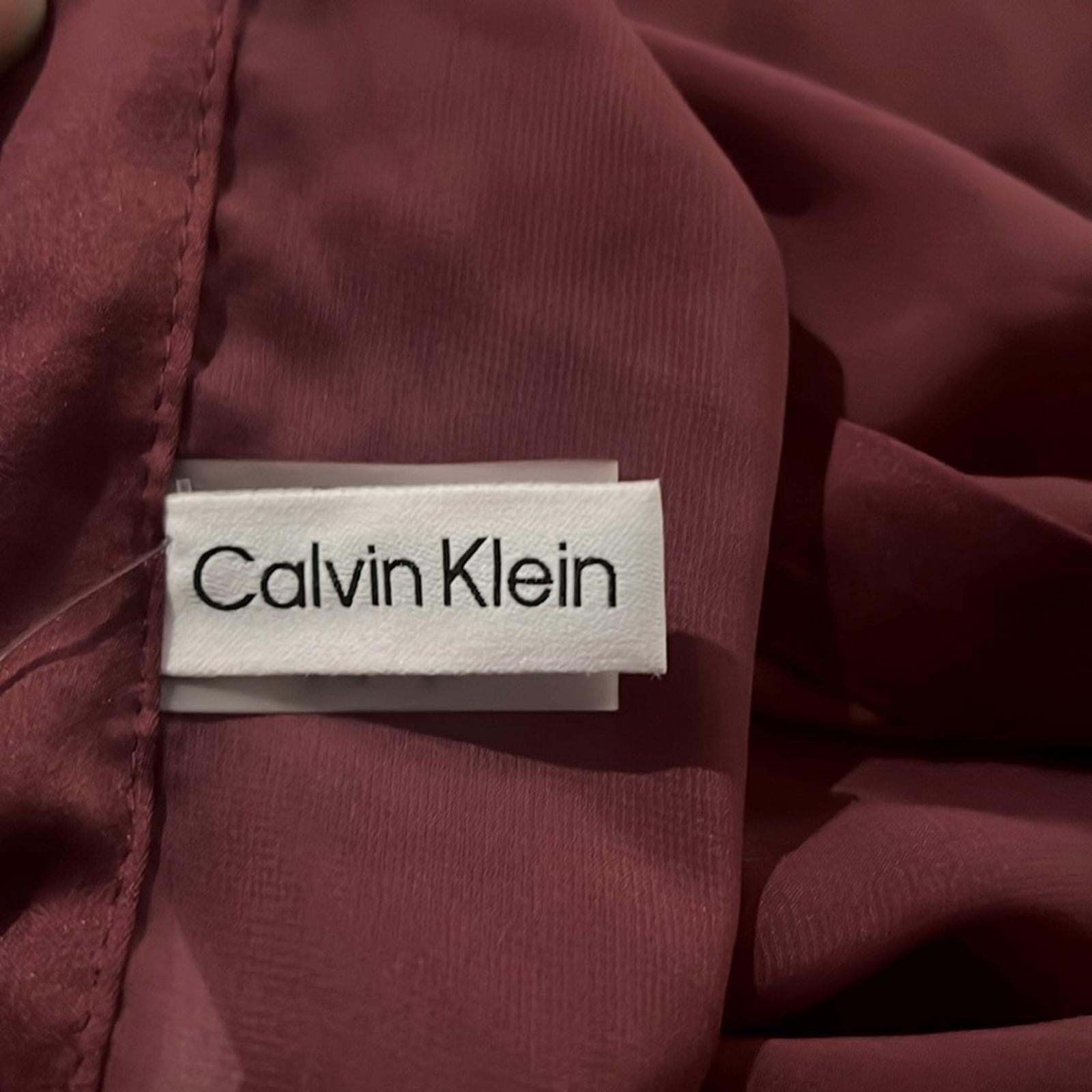 NWT Calvin Klein Satin Trim Evening Wrap, Burgundy