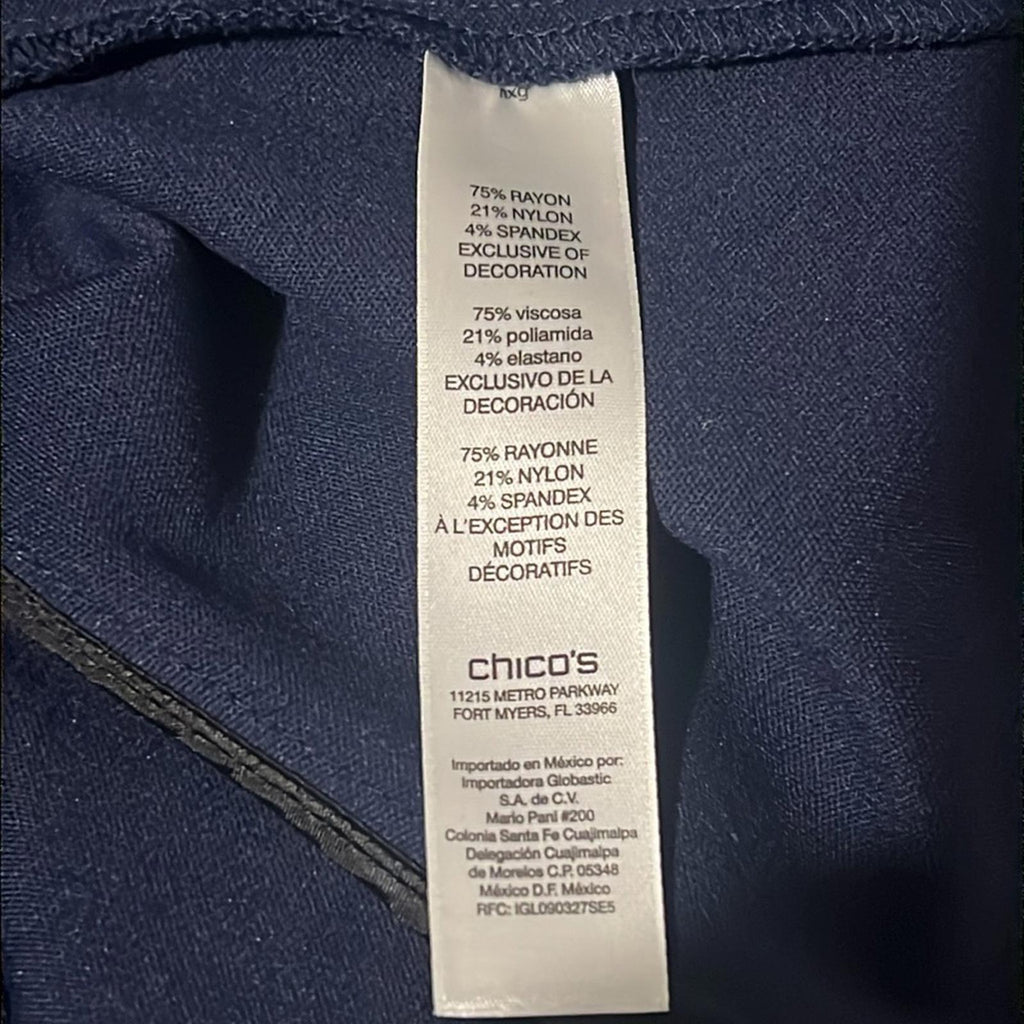 Chico's Military Long Sleeve Jacket in Deep Navy, Size 3 (16/18), Retail $149