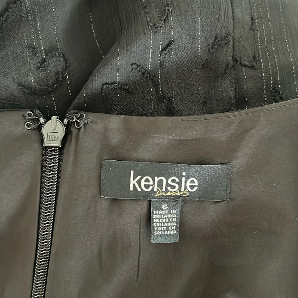 Kensie Fit & Flare Black Dress with Ballon Sleeves, Size 6 New w/Tag $138
