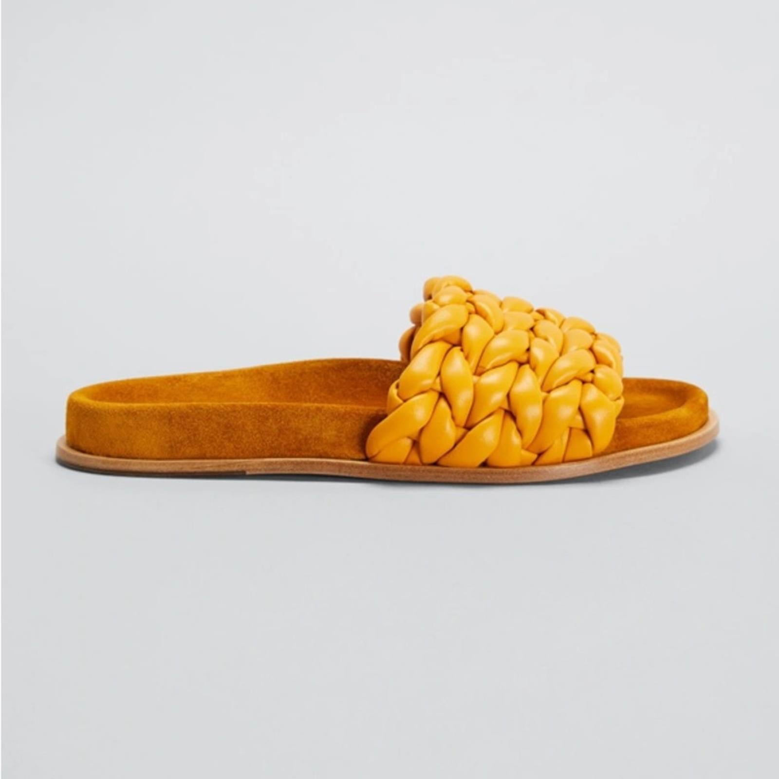 Chloé Kacey Flat Footbed Braided Leather Slides, NWT, Size 41 W Comes w/Dust Bag